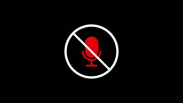 No Noise Quiet Prohibition Icon Animation Silence Please Speaker Mute Sound Ban.no sound icon mute off. no allowed voice recording 4k video footage.