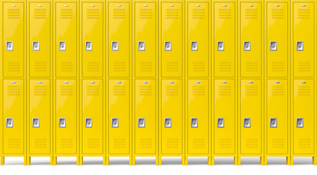 Yellow school gym lockers 3d