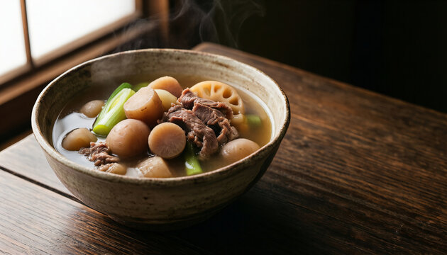 Japanese Imoni Taro Stew in Bowl Autumn Regional Dish