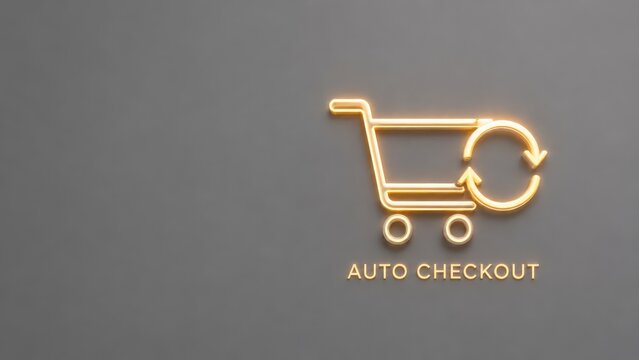 Orange automatic checkout shopping cart icon on gray
