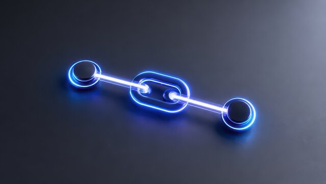 Blue glowing chain link connecting two circular nodes