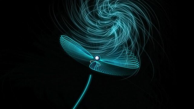 Glowing Neon Blue Digital Energy Field Particle Flow Animation on Dark Background Motion Graphic