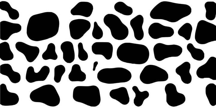 Black shapes set with irregular, abstract outlines arranged in a 4x6 grid on a white background featuring monoline, minimalist, monochrome with even lighting and contrast