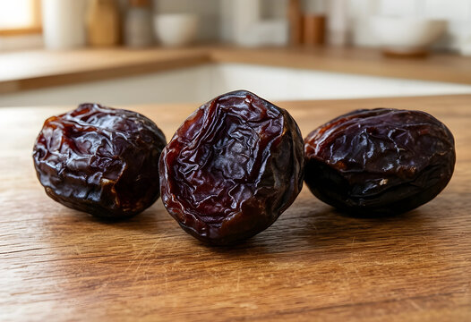 Healthy nutrition and vegan diet, organic dried date fruits on a wooden kitchen table for natural snack and plant based food lifestyle photography