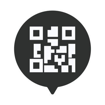 QR code inside a round speech bubble vector illustration for technology concept