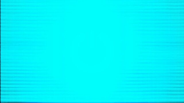 Retro blue screen VHS glitch overlay with bad analog signal tracking scanlines and black frame dro