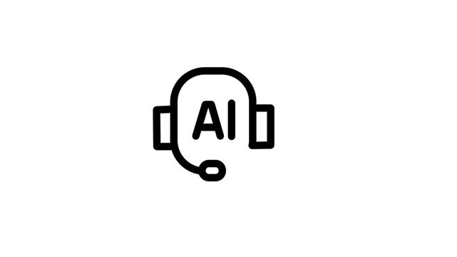 Headphones technology connected to device displaying AI logo white background 4k animation