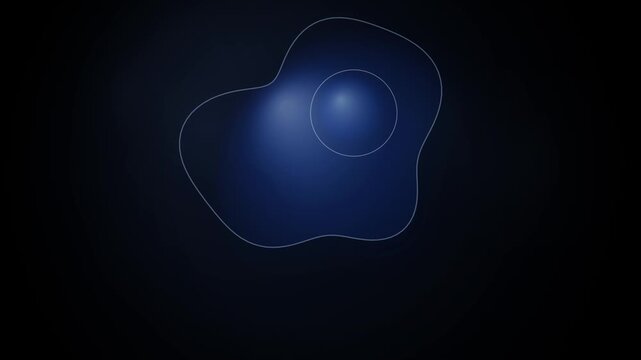 Blue amorphous form expands and contracts against a black background in a looping animation morphing expanding contracting