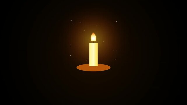 Minimalist Animated Candle Glowing in Dark Background