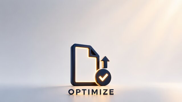 Orange document upload and check mark icon labeled Optimize