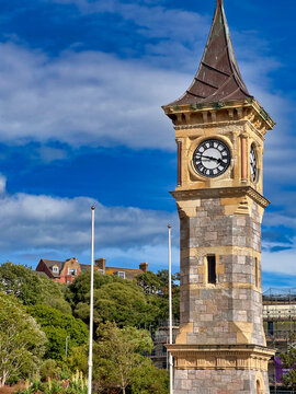 Historic Jubilee Clock Tower on Exmouth Seafront, Devon, UK