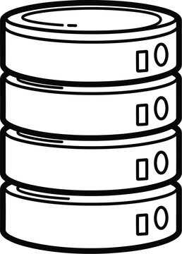 Isolated database storage icon with four disks