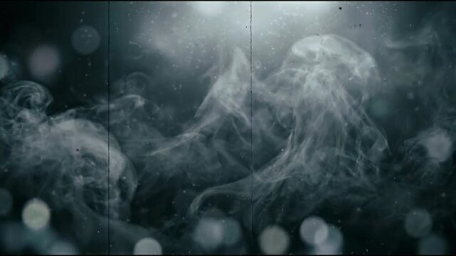 Whispy Fog Background in Deep Dark Space with Ash Grey Undertones, Diffused Top-Down Illumination