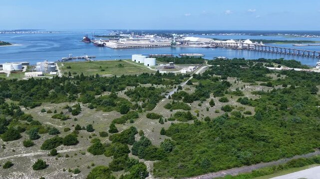 Morehead City NC Working Waterfront and Harbor Aerial View