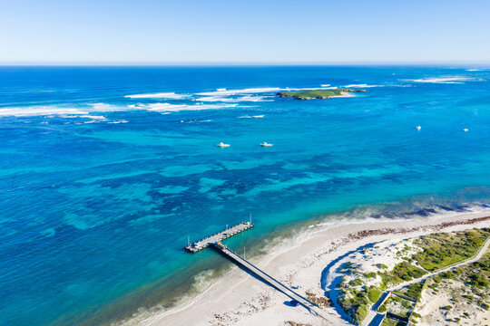 Aerial view over Lancelin on th turquoise coast western australia