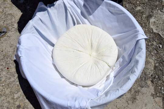Close-up of Person Making Fresh Traditional Cheese