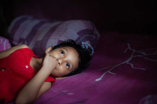 Portrait of a little girl at indoors