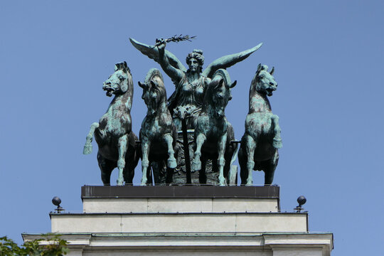 Nike quadriga on the Austrian Parliament in Vienna, Austria. 