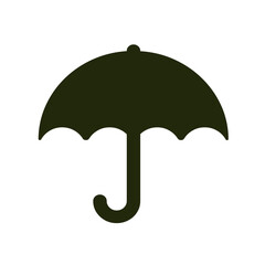 Black umbrella silhouette icon symbolizing protection, weather, or rain isolated on a white background. © Rubin