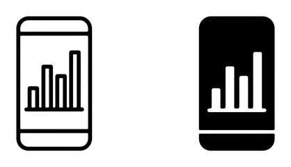 Obraz premium Mobile Phone Data Analysis Icons, Smartphone Statistics Chart Graphics, Digital Business Growth Vector Set