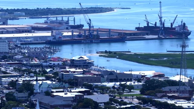 Morehead City NC Working Waterfront and Harbor Aerial View