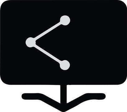 Black silhouette share display monitor icon, digital communication information sharing technology design vector illustration set, minimal artwork symbols