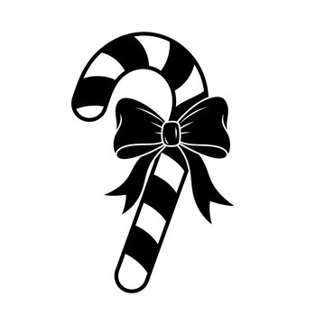 Black and white candy cane with decorative bow