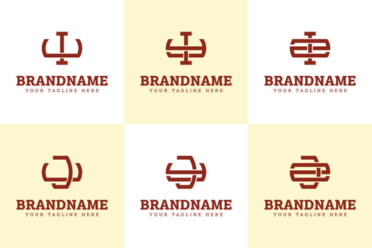Letters IU IY IZ JU JY JZ Monogram Logo Set, for UI YI ZI UJ YJ ZJ initials