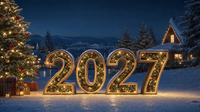 Celebration of the year 2027. Number 2027.
