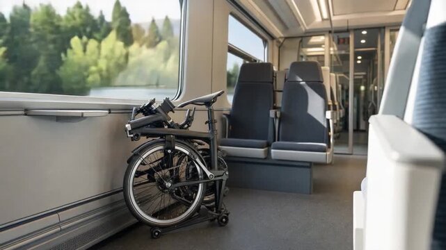 Folding bicycle on the train.