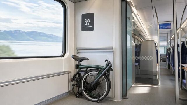 Folding bicycle on the train.