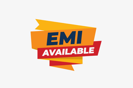Colorful banner graphic showing EMI available payment option prominently displayed