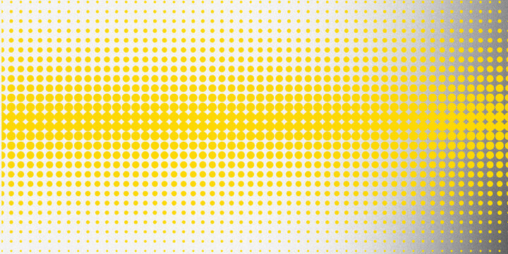 Yellow halftone dot pattern background, vibrant pop art gradient texture, modern comic book style graphic for banner design