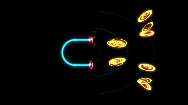 Neon light bulb glowing in dark with circuit connection