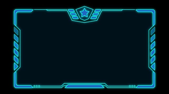Military Sci-Fi HUD Tactical Target Box with Glowing Blue Neon Grid Lines for Strategic Mission Display
