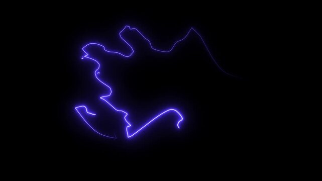 Glowing Neon Outline Map of Azerbaijan Animation on Black Background for Digital Presentation and Motion Graphics