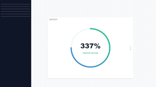 Animated dashboard minimalist circular ROI pulse rendered