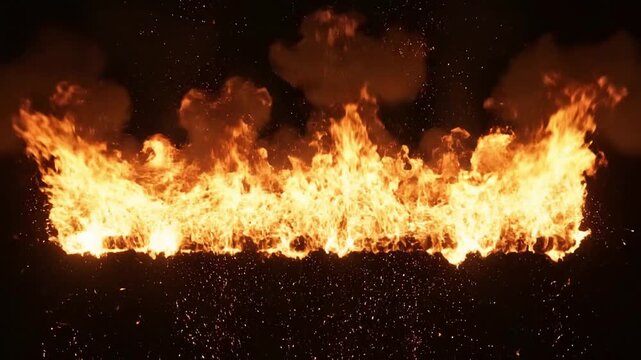 A rectangular frame made of bright orange fire flames glowing with intense heat