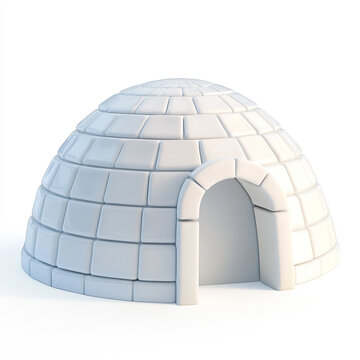 Light blue stone igloo dome shelter isolated on white background with blue hut stone house ice dwelling winter architecture primitive structure
