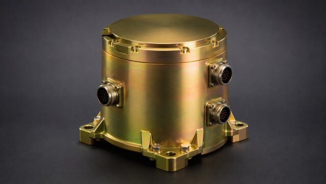 Studio Product Shot of Space-Qualified Tri-Axial Fiber Optic Gyroscope (FOG) IMU