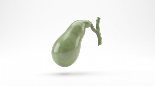 Human gallbladder simple portrait 3D illustration white background