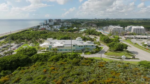 Aerial View of Juno Beach Florida Pavilion, Coastal Park and Pier Along the Atlantic Ocean