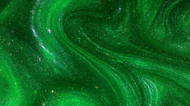glittering green slime fluid abstract background