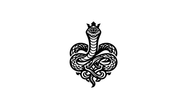 Royal Elegant Snake Serpent Luxury Black and White Vector Logo