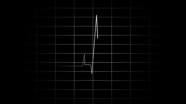 Glowing white heartbeat line on dark monitor screen medical technology data visualization abstract health science background animation loop. 4K 
