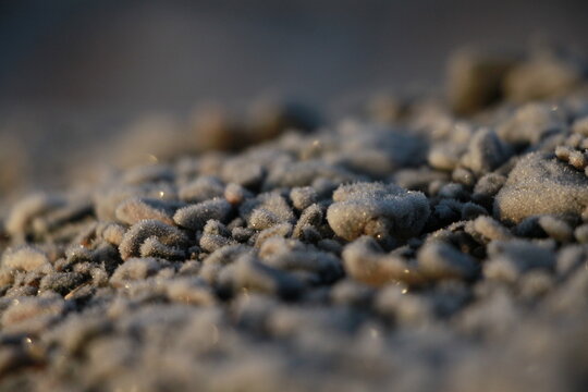 Frost-Covered Pebbles on the Shore of Lake Sevan, Armenia