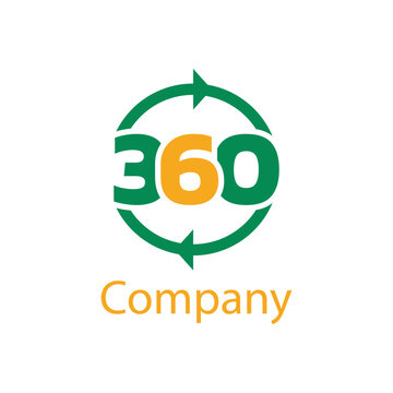 Modern 360 company logo vector, green and orange circular arrow icon, professional corporate branding identity design