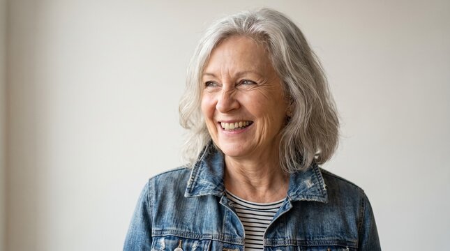 70 Year Old Woman Looking into the Distance