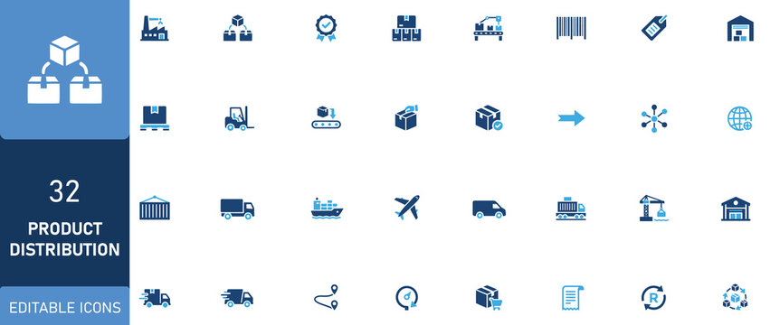 Comprehensive collection of editable icons for diverse applications and modern digital design projects