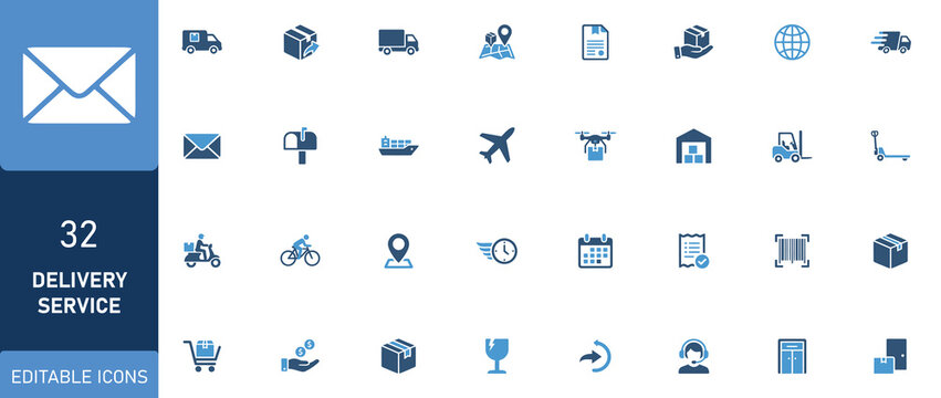 Comprehensive collection of editable line icons for modern digital interfaces and user experiences